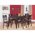 Wooden Imports Furniture Llc Wooden Imports Furniture LY7-CAP-LC 7PC Lynfield Rectangular Dining Table with Butterfly leaf & 6 Faux Leather upholstered Seat Chairs in Cappuccino Finish LYFD7-CAP-LC